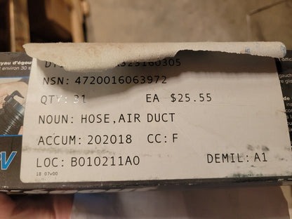 AIR DUCT HOSE 12MIL,HTS,VINYL REINFORCED, 3"OD,BLACK NSN 4720-01-606-3972