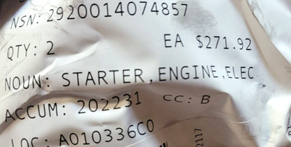 ELECTRICAL ENGINE STARTER 3957593 3922474 FOR USE CEMENT MIXER, FORKLIFT TRUCK