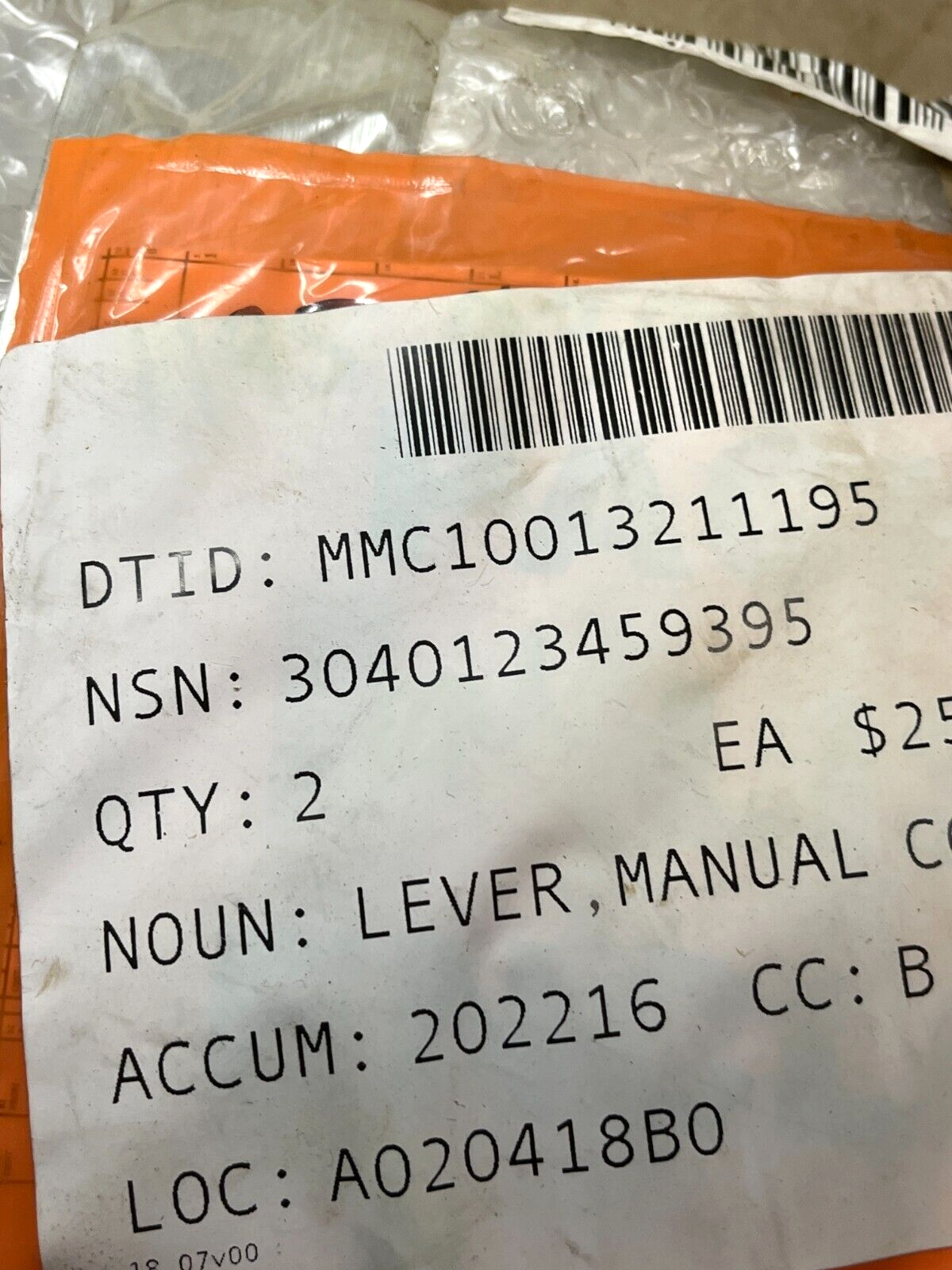 HEAVY DUTY MANUAL CONTROL LEVER, PEDAL ACCELERATION KIT 6976915 3040-12-345-9395