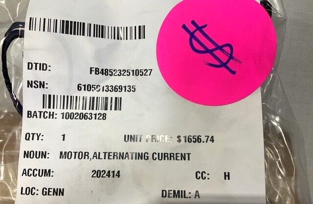 GENERAL DYNAMICS 205F226-2 ALTERNATING CURRENT ELECTRIC MOTOR 6105-01-336-9135