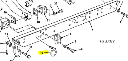 Humvee M998 Rear Bumper Shackle Ring 12447089-2 Airlift Bumper Humvee Set, Nut