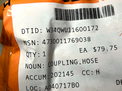 HELICOPTER SEAHAWK H-60 NH102578-0125 HOSE COUPLING 70309-23903 4730-01-176-9038