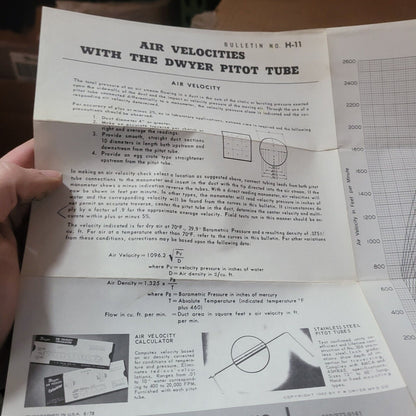 GENUINE DWYER MODEL 400 AIR VELOCITY METER MANOMETER KIT W/ METAL CASE BOX