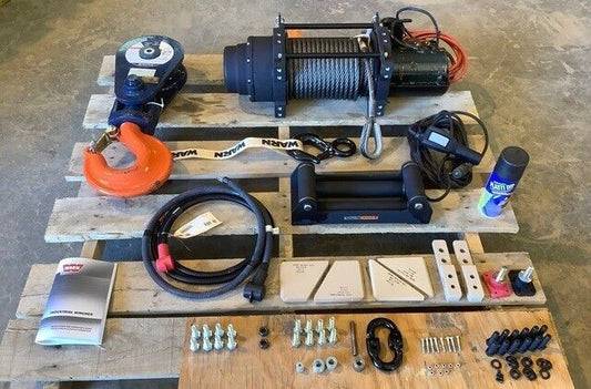 HEAVY DUTY MILITARY WINCH KIT  FORCE PROTECTION 18K WINCH W/SNATCH BLOCK