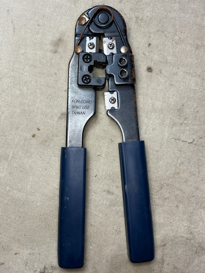 AMP RJ-45 NETWORK CABLE PRO-CRIMPER II BNC PREMISES WIRING KIT TOOL 7" 10mm