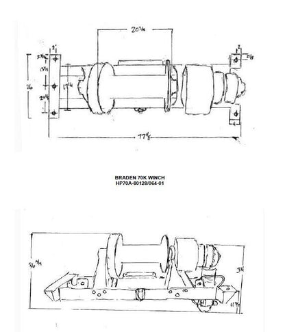 Braden Winch HP70A-80128/064-01 05053 Hydraulic Planetary 70000 POUND 35 TON