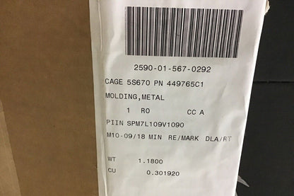 MRAP ROLL OF NAVISTAR 449765C1 METAL MOLD STRIP, TRIM 65MM 2590-01-567-0292