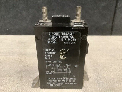 REMOTE CONTROL M83383/02-10 CIRCUIT BREAKER 400 HZ 115V 60 AMP 5925-01-321-1389