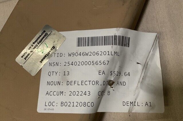 MILITARY VEHICLE DEFLECTOR DIRT & LIQUID 10676209-011PT 2540-20-005-6567 NOS