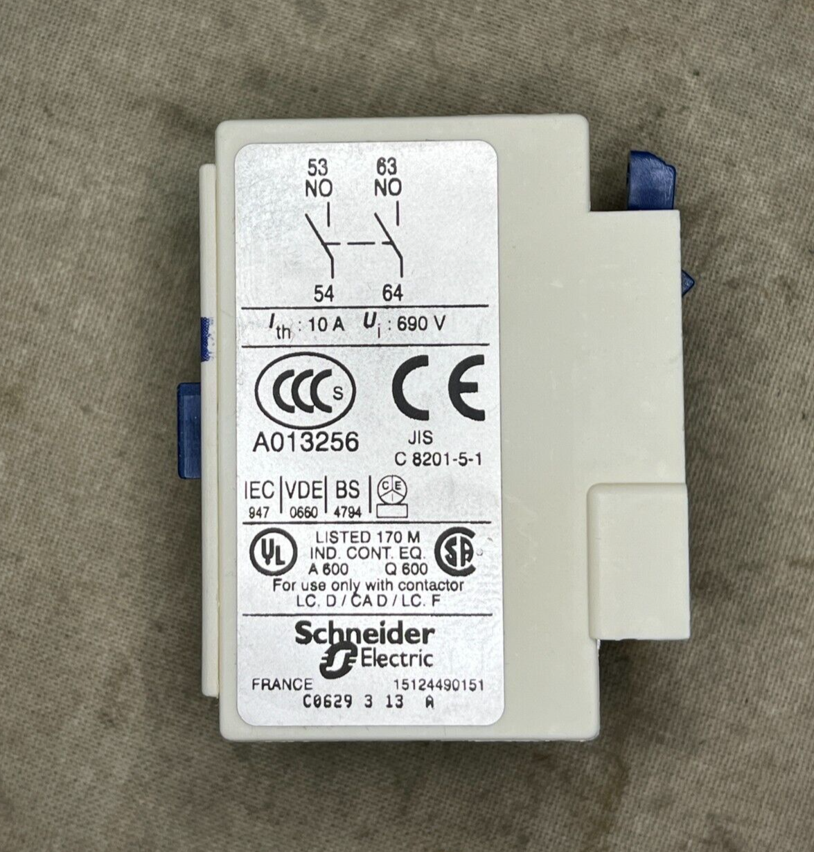TELEMECANIQUE/SCHNEIDER CONTACT BLOCK AUXILIARY LADN20 038388 15124490151 USA