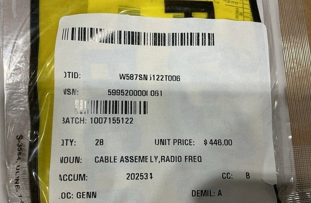 Radio Frequency Cable Assy 10652547-011 NSN 5995-20-000-0061 - photo 5