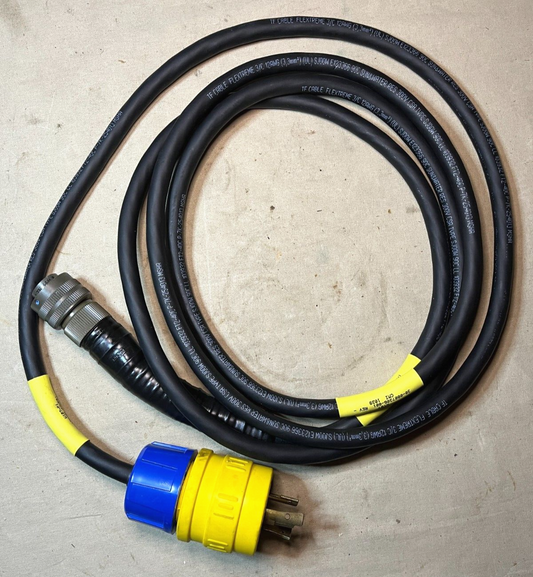 NEW POWELL AMPHENOL CONNECTOR 3 HOLE TF CABLE FLEXTREME 3/C 12 AWG 300V 10'