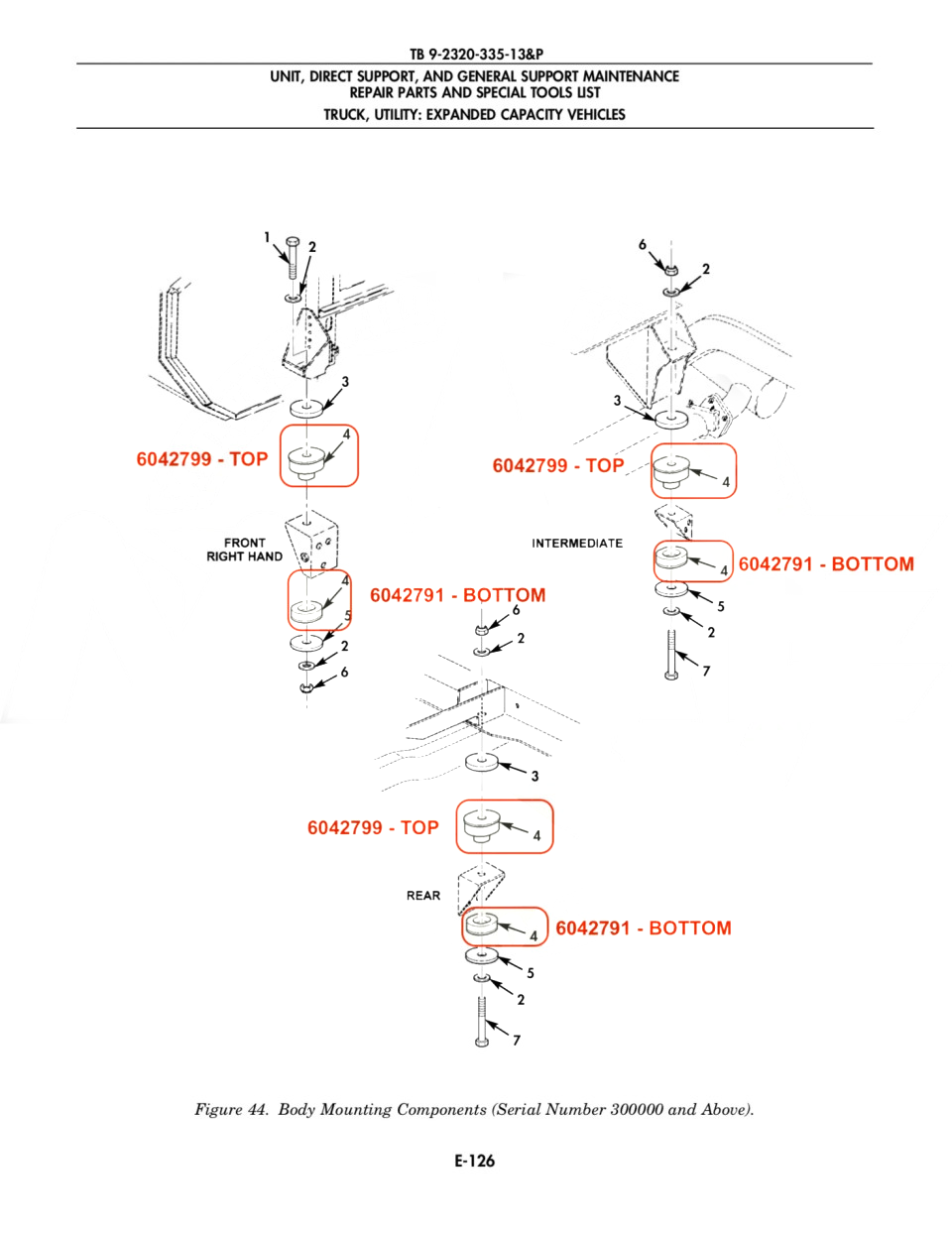 HMMWV HUMVEE BODY MOUNT BUSHING KIT 6042800 12598952 5340-01-568-4874 SET OF 6