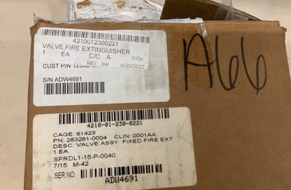 M2/M3 M2A2 M3A2 FIRE EXTINGUISHER VALVE 283281-0004 12308781-3 4210-01-230-0221