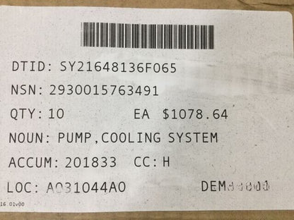 PALLETIZED LOADING TRUCK C15 C16 336-2213 ENGINE COOLING PUMP 2930-01-576-3491