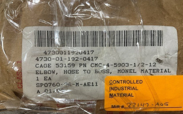 Hose To Boss Elbow CMC-4-5903-1/2-12 NSN 4730-01-192-0417 - photo 5