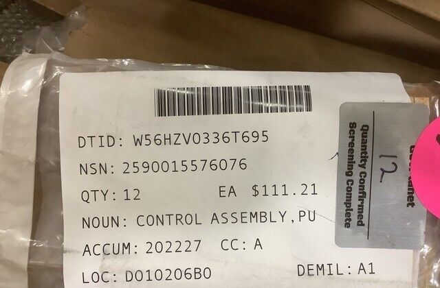 MILITARY MMPV VEHICLE R0068936 PUSH-PULL CONTROL ASSEMBLY 2590-01-557-6076