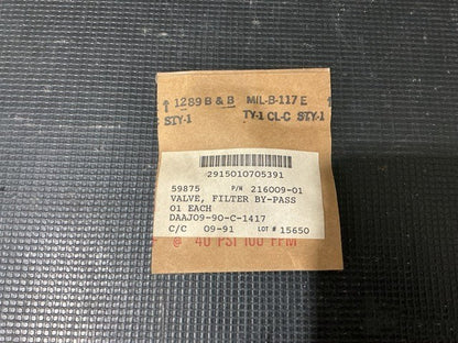 Filter By-pas Valve OH-58 NSN 2915-01-070-5391
