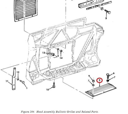 M998 HMMWV H1 12338937 149-199 FRONT HOOD GRILL ASSEMBLY METAL 2510-01-186-3311