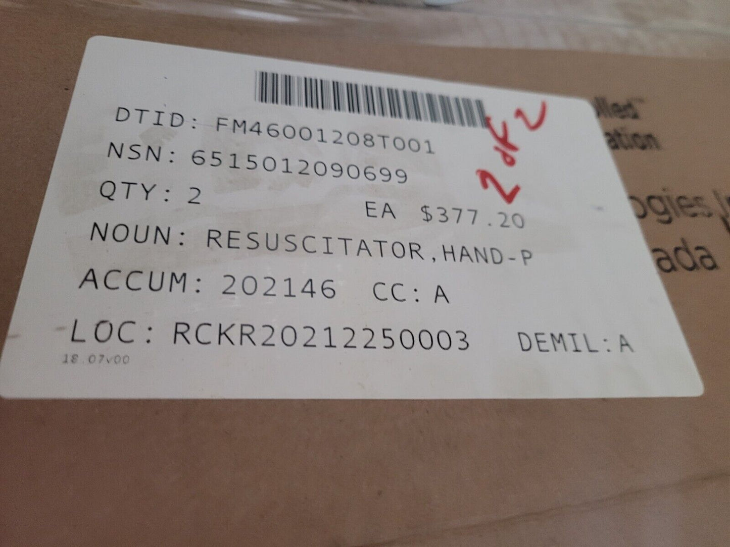 LAERDAL MEDICAL RESUSCITATOR HAND-POWERED ADULT SIZE W/BAG 870051