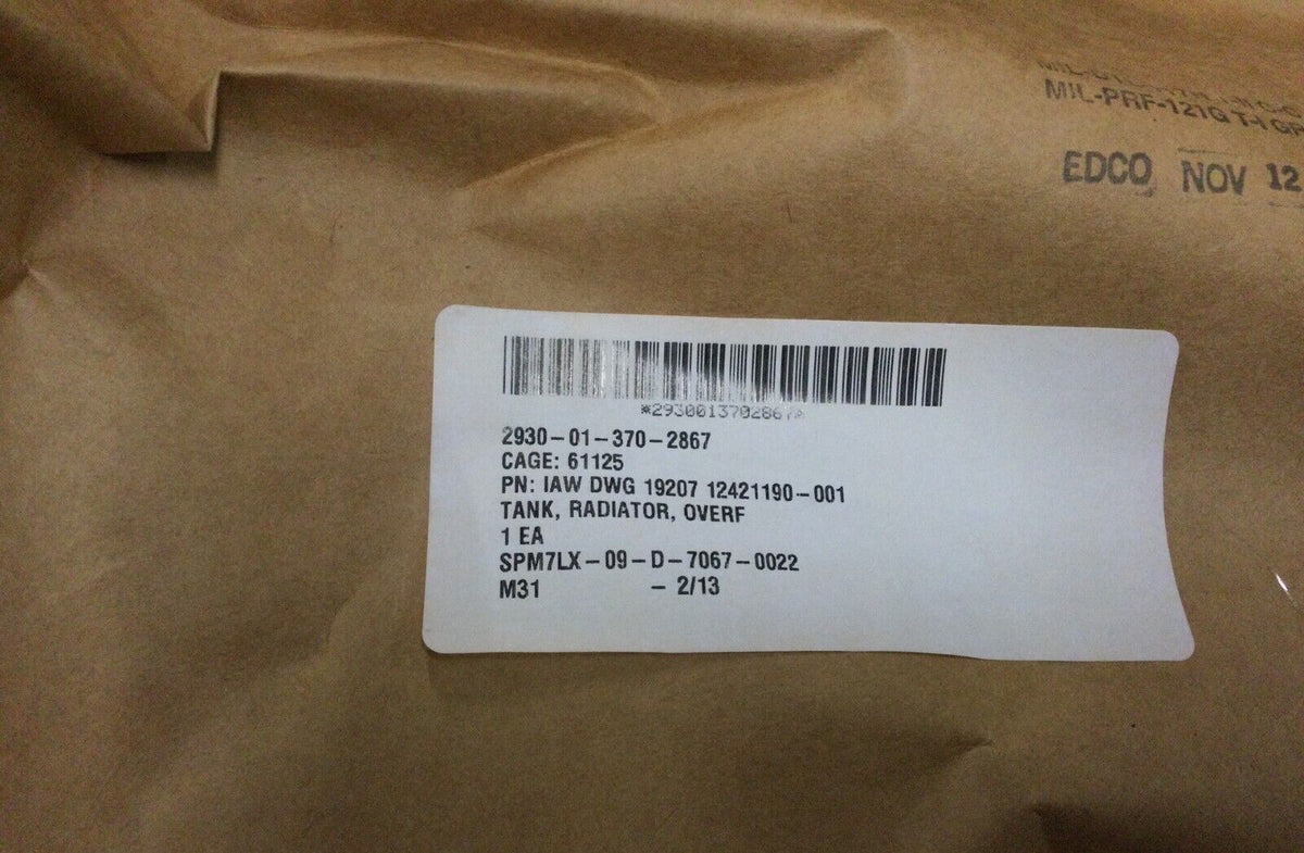 Fmtv Radiator FMTV LMTV M1078 M1083 TRUCK 12421190-001 RADIATOR OVERFLOW TANK 2930-0 ...