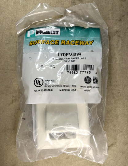 PANDUIT, SNAP-ON T-70 FACEPLATE SLOPED SURFACE RACEWAY WIRE ROUTING SYS T70FV4IW
