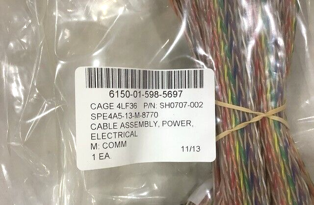 A01257G COMMUNICATION REDCOM SH0707-002 POWER CABLE ASSEMBLY 6150-01-598-5697