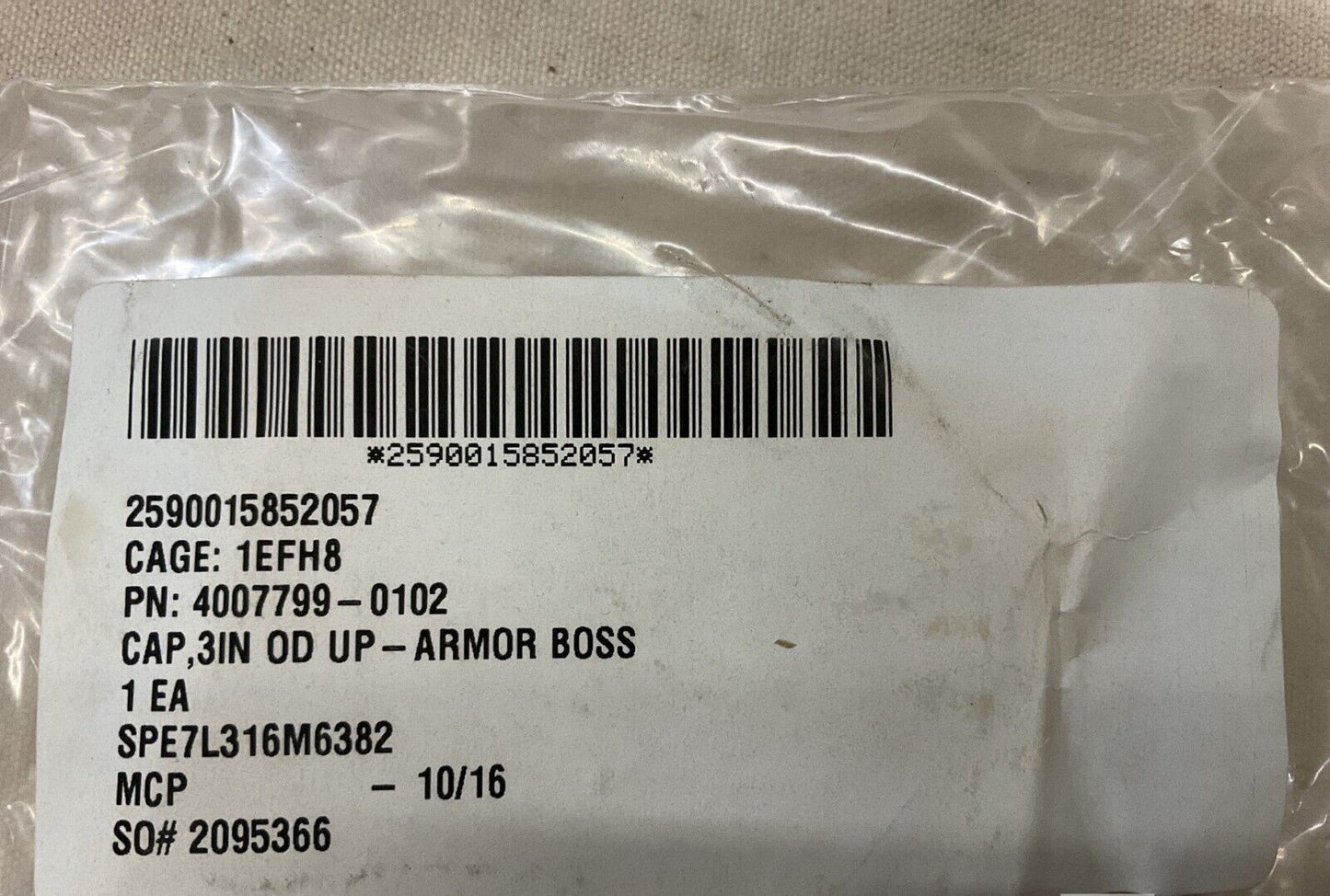 MRAP-COUGAR GENERAL DYNAMICS 4007799-0102 3" UP-ARMOR BOSS CAP 2590-01-585-2057