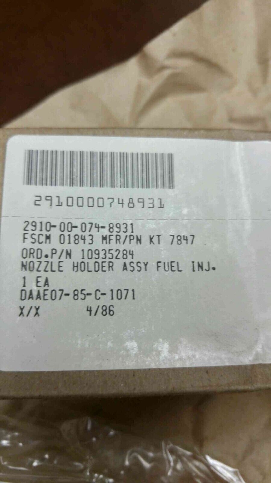 GENUINE OEM M35A2 M54 FUEL INJECTOR NOZZLE MULTIFUEL 10935284 MILITARY ONE HOLE