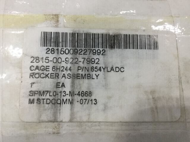 W. W. WILLIAMS 654YLADC ROCKER ASSEMBLY 2815009227992 2815-00-922-7992 NOS