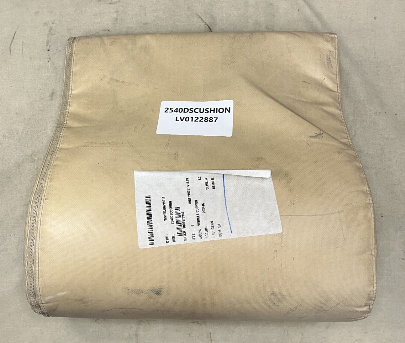 PADDED USGI MILITARY SURPLUS VEHICULAR SEAT CUSHION W/ VELCR0 2540DSCUSHION NOS