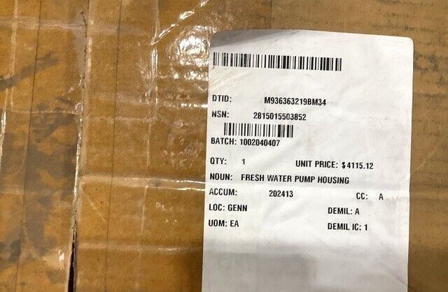 PAXMAN DIESEL ENGINE MAN Y3J42019A FRESH WATER PUMP HOUSING 2815-01-550-3852