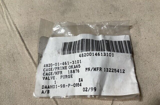 BRADLEY FIGHTING VEHICLE 13225412 PURGE VALVE 72069 4820-01-461-3101 USA-STOCK