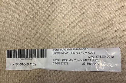 MRAP-COUGAR ISS 1.0-1.5 PARKER P2933768101010-80 HOSE ASSEMBLY 4720-01-580-1162