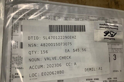 M916A2 M916A1 M1062 VEHICLE MERITOR RN13526BR CHECK VALVE ASSY 4820-01-507-3075