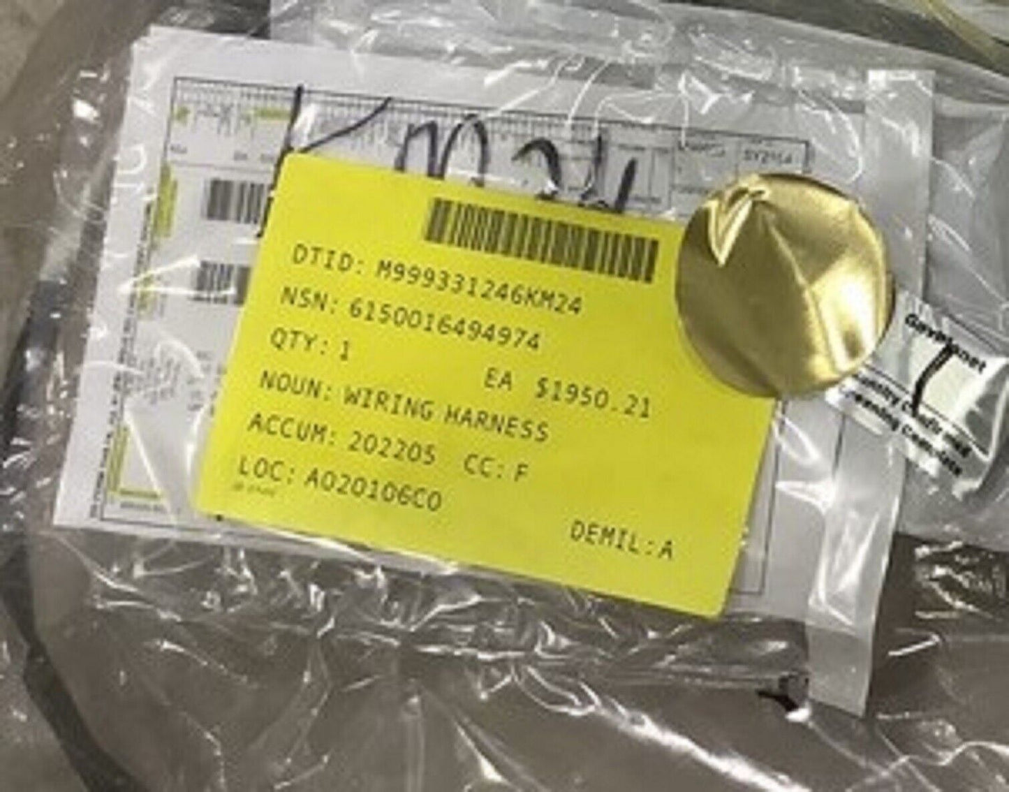 Genuine MARINE CORPS 10017H0106 40" Wiring Harness NSN 6150-01-649-4974