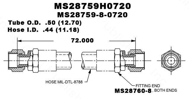 LGM-30 MINUTEMAN MS28759H0720 NONMETALLIC HOSE ASSEMBLY 4720-01-439-9230