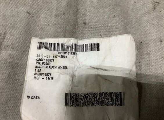 SEMITRAILER 40-TON, M870 HEIL TRAILER F0080 FIFTH WHEEL KINGPIN 2510-01-517-3991