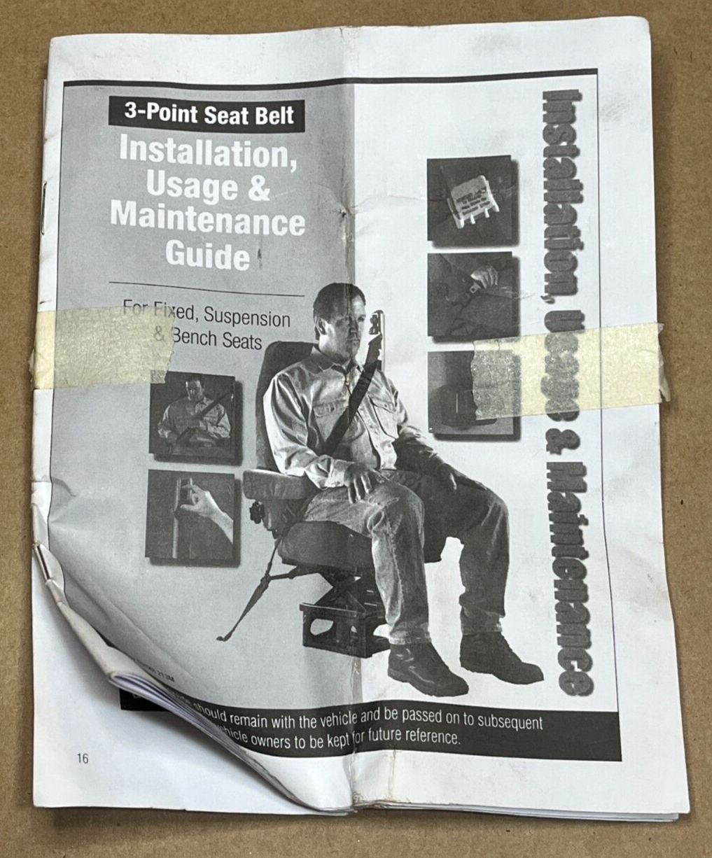 GENUINE IMMI 3-POINT SEAT BELT FOR FIXED, SUSPENSION, AND BENCH SEATS F10850A