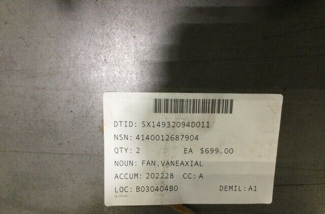 HOWDEN DEFENSE 330372A01 330372P01 VANEAXIAL FAN 4140-01-268-7904