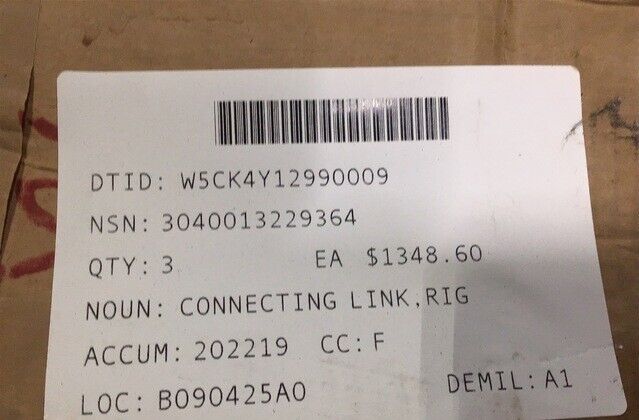 M1000 HEAVY EQUIPMENT TRANSPORTER CONNECTING LINK SW33833 3040-01-322-9364 NOS