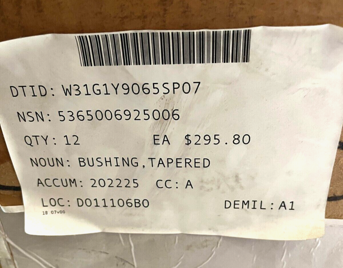 M-60, M60A1 & M48A5 TANK SERIES 8689162 TAPERED BUSHING 5365-00-692-5006 NOS