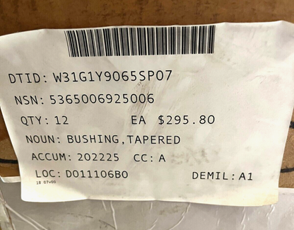 M-60, M60A1 & M48A5 TANK SERIES 8689162 TAPERED BUSHING 5365-00-692-5006 NOS