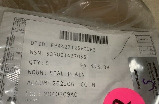 Genuine Boeing C-17 Honeywell 2302775-2 Plain Seal 5330-01-437-0551