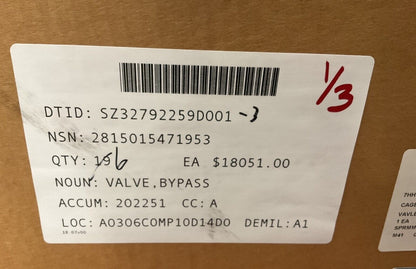 ENGINE V6 PA6 B STC PICARDIE 98730900021 BYPASS VALVE AX90/3 DE 2815-01-547-1953