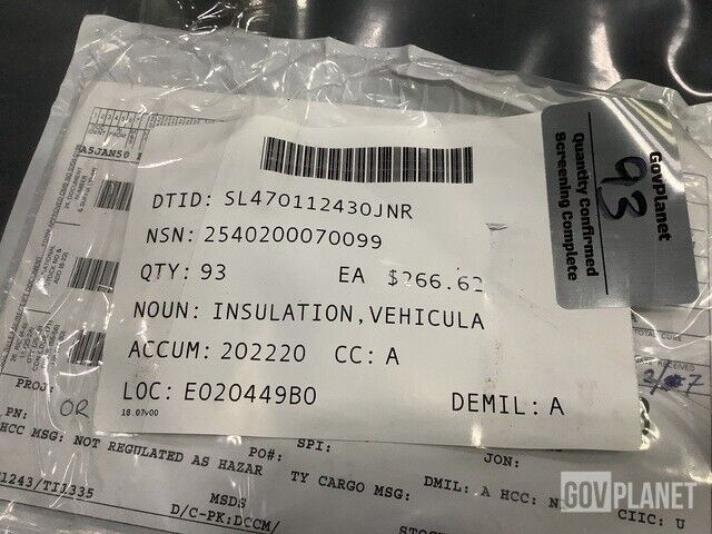 LAV GENERAL DYNAMICS 10668217-001 THERMAL INSULATION 2540-20-007-0099