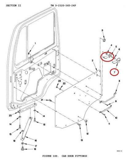 FMTV/LMTV TRUCK 12417502 INSIDE VEHICULAR INTERIOR DOOR HANDLE 2540-01-378-9352