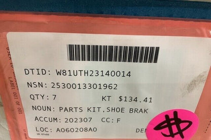 M870 SEMI TRAILER SB4692FCIIRED BRAKE SHOE PARTS KIT 57K1744 2530-01-330-1962
