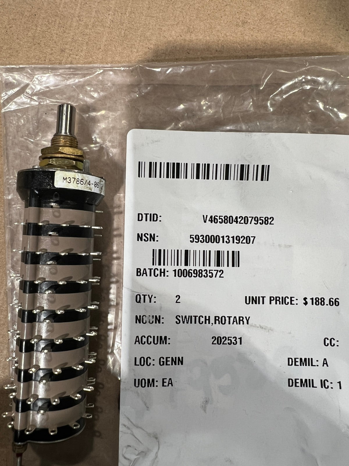 Switch 3297836 NSN 5930-00-131-9207