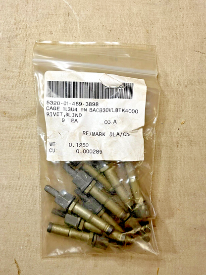 AIRCRAFT OSPREY CV-22B BACB30VL8TK400D BLIND RIVET BOLT 5320-01-469-3898 NOS
